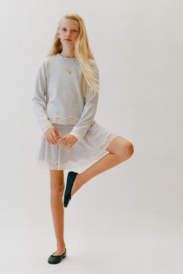 SOFT TOUCH LACE T-SHIRT — Gray marl 1