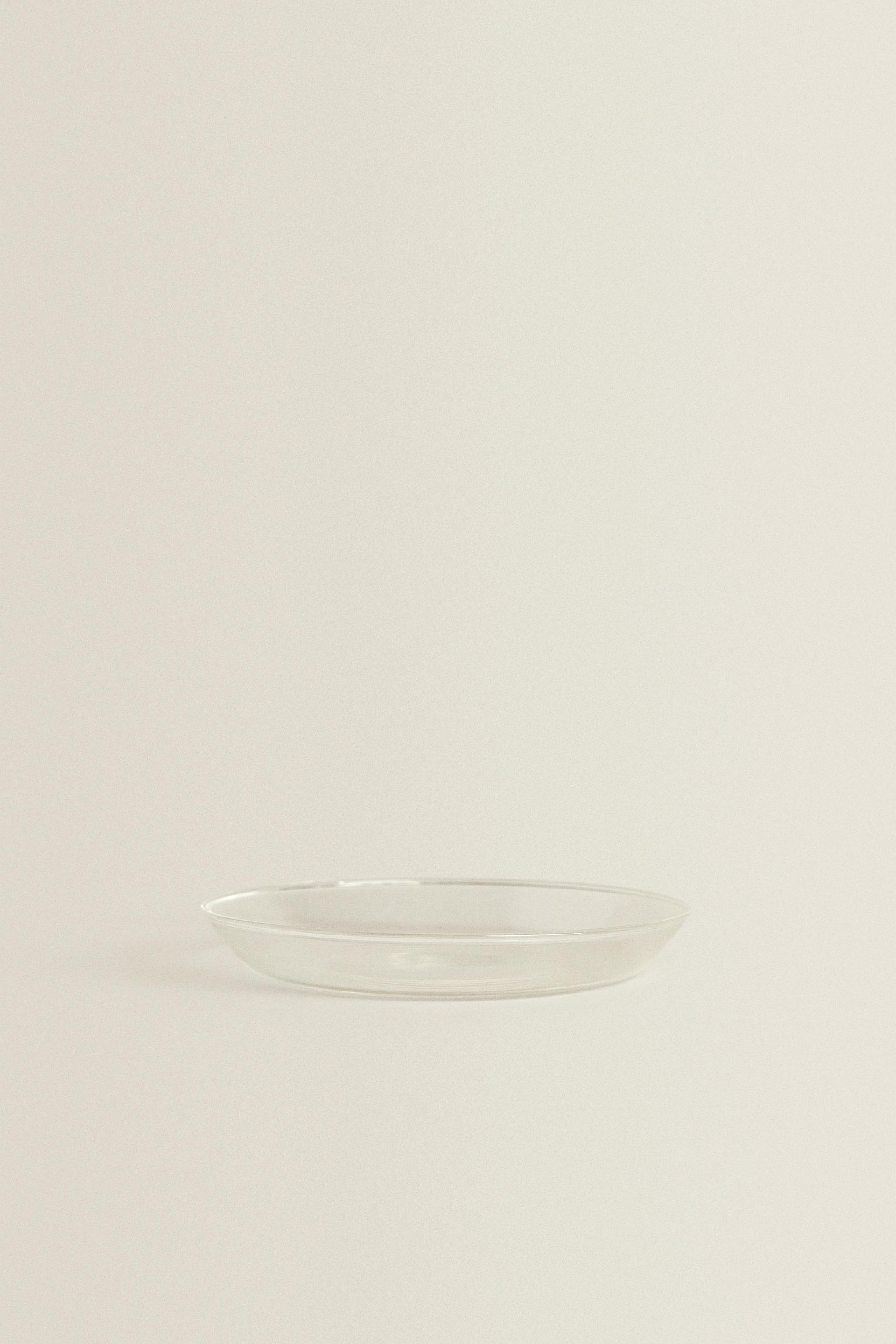 BOROSILICATE GLASS SIDE PLATE WITH RIM — Transparent