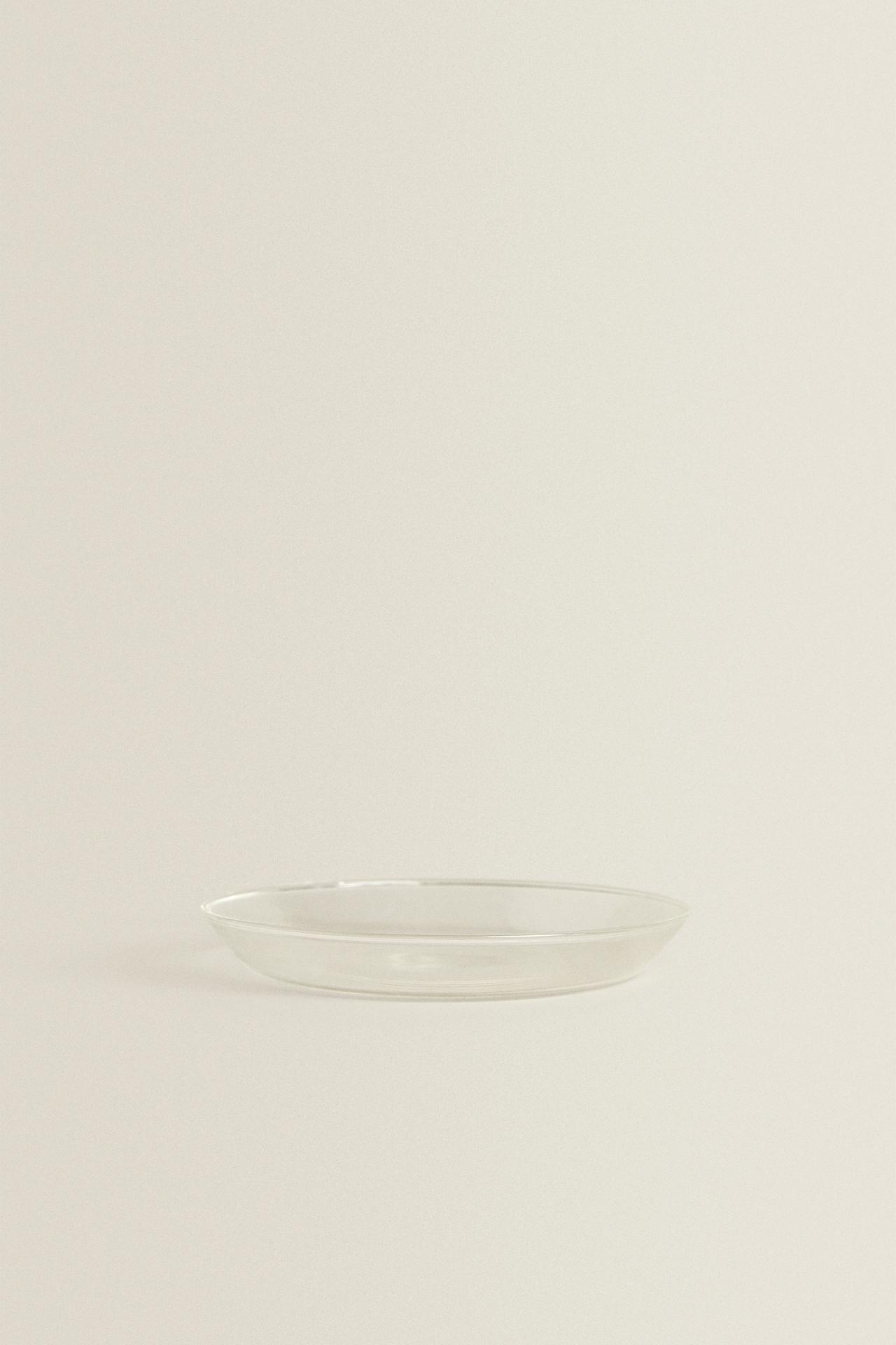 BOROSILICATE GLASS SIDE PLATE WITH RIM — Transparent