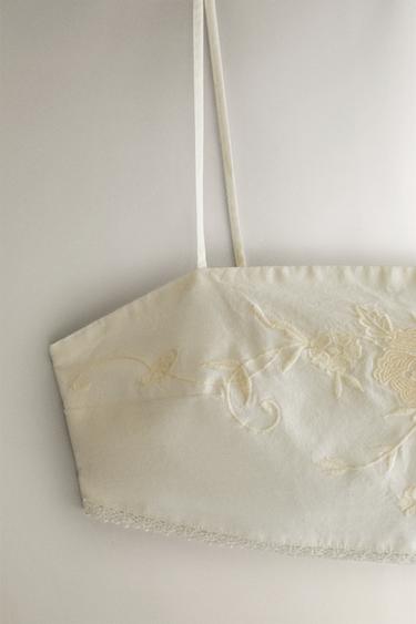 EMBROIDERED TOP - Ecru by Zara - Image 1