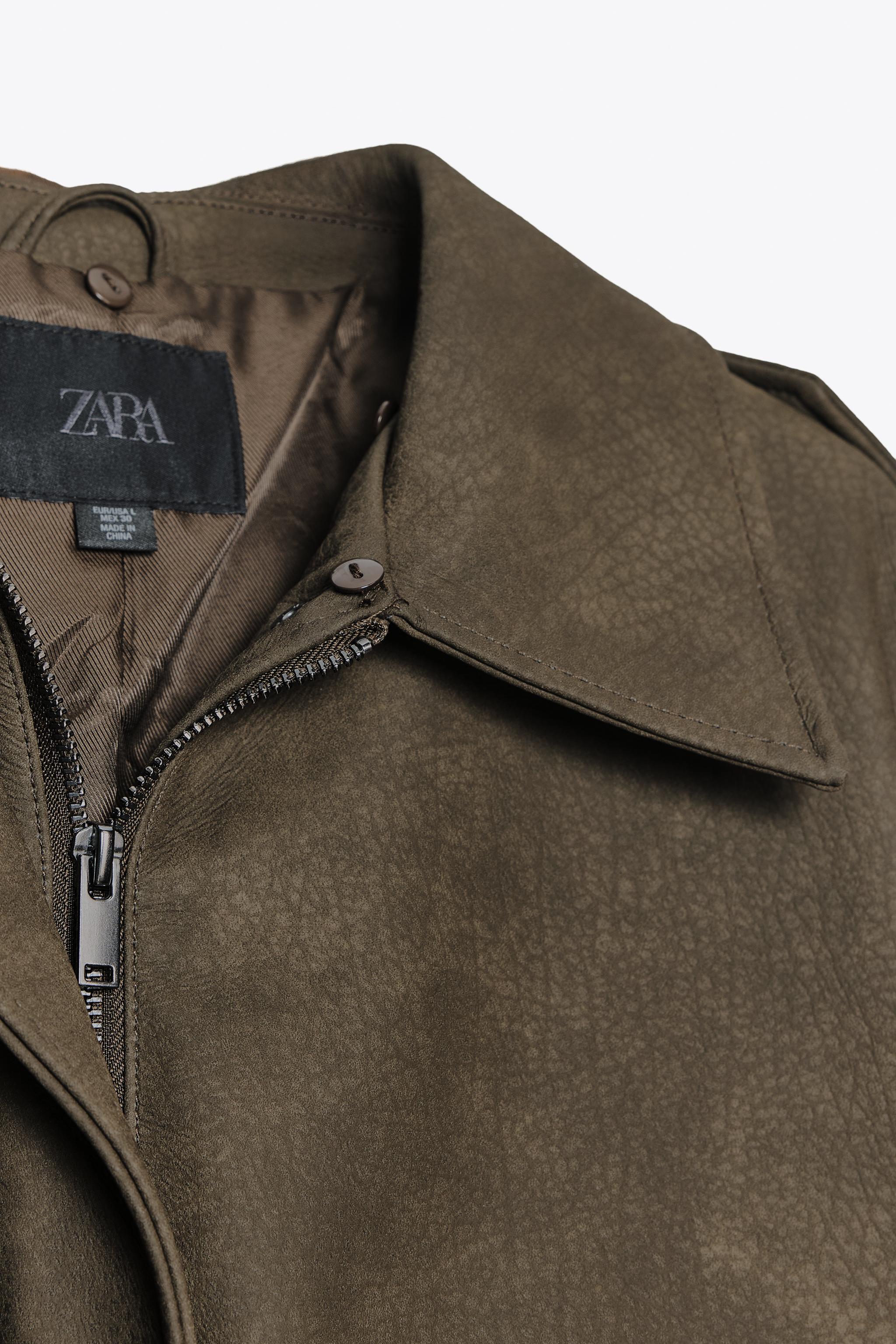 ZARA 2025冬発売 フェイクスエード ジャケット カーキ ☆ドイツ発*ZARA