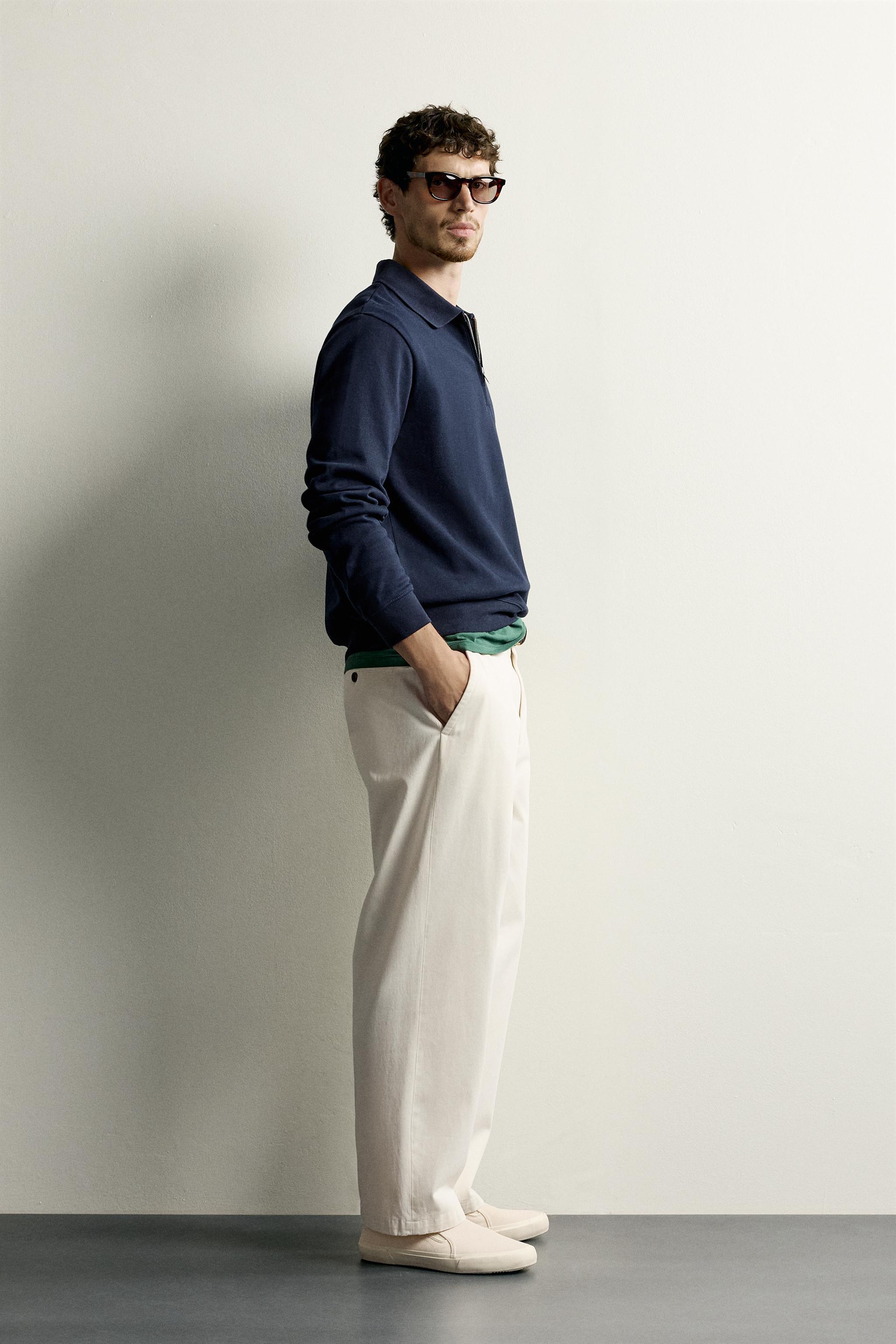 ZIP-UP INTERLOCK POLO SWEATSHIRT