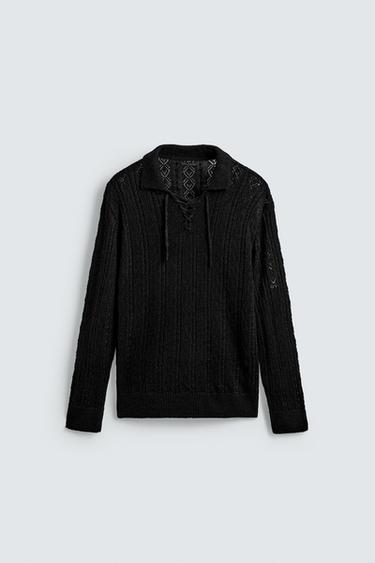 POLO PUNTO CORDÓN ESTRUCTURA - Negro de Zara