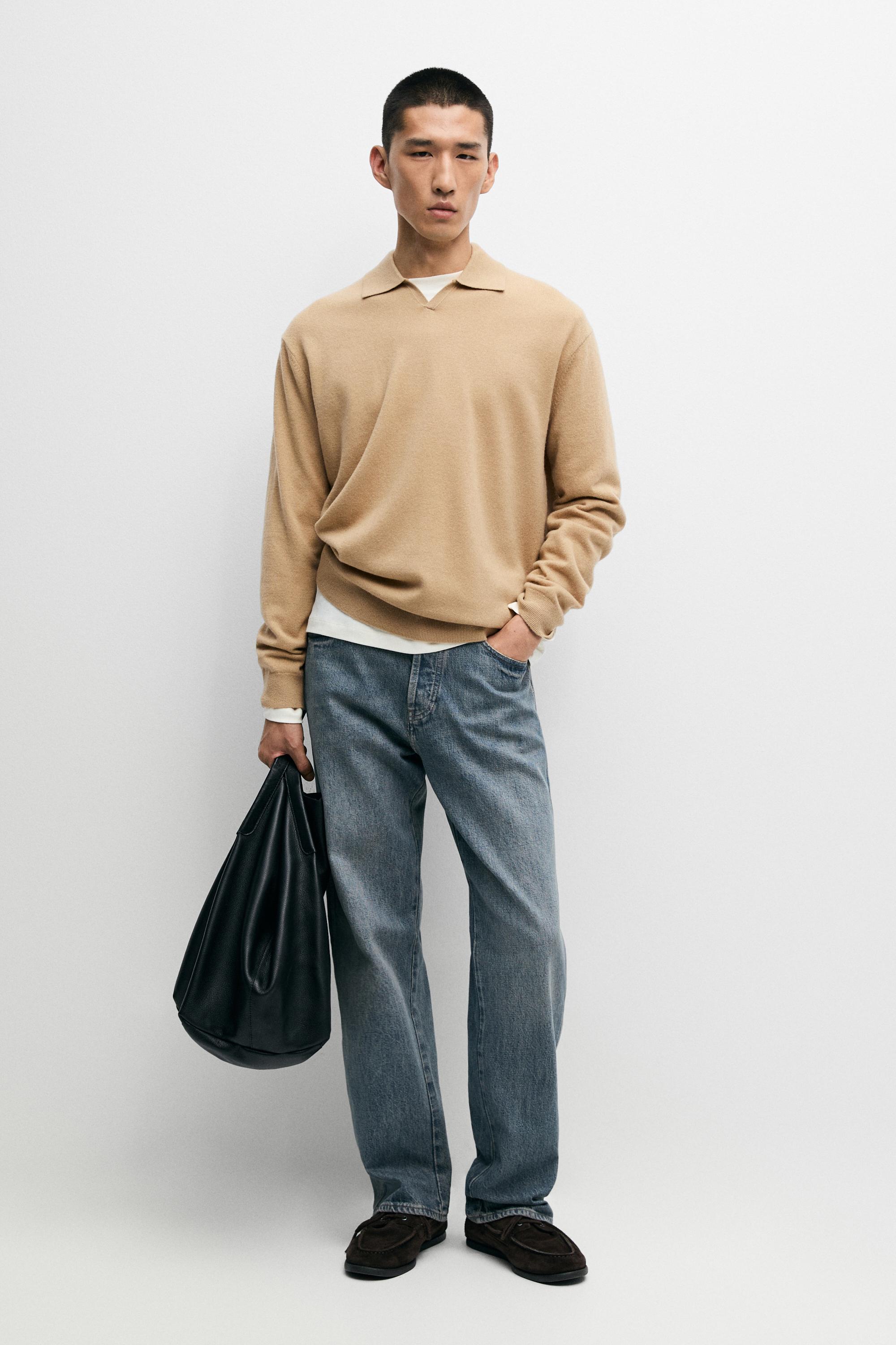 100% wool knit polo sweater