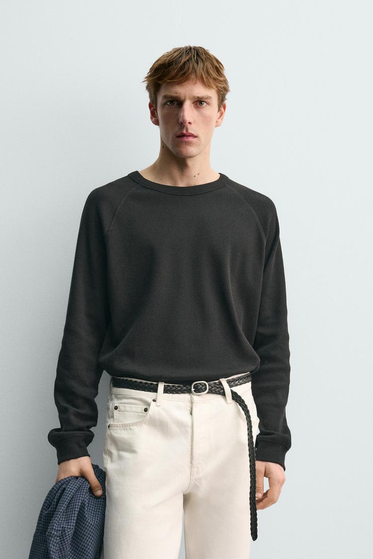 ZARA AARON LEVINE X ZARA WAFFLE-KNIT STRUCTURED T-SHIRT