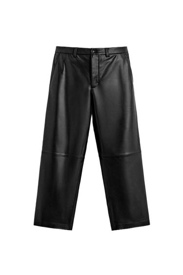 RELAXED FIT LEATHER EFFECT TROUSERS