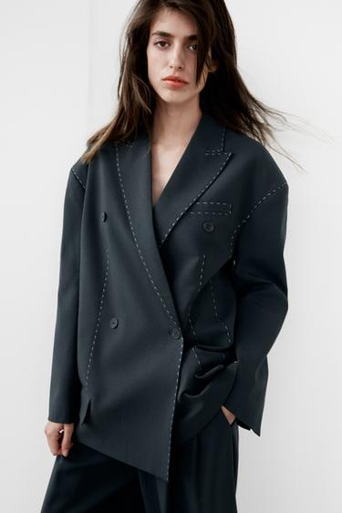 OVERSIZE BLAZER WITH CONTRAST SEAMS - Anthracite grey by Zara