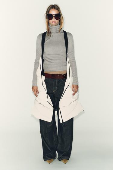 ANORAK LONG EFFET GOMME COUPE-VENT À CAPUCHE - Beige clair de Zara - Image 3