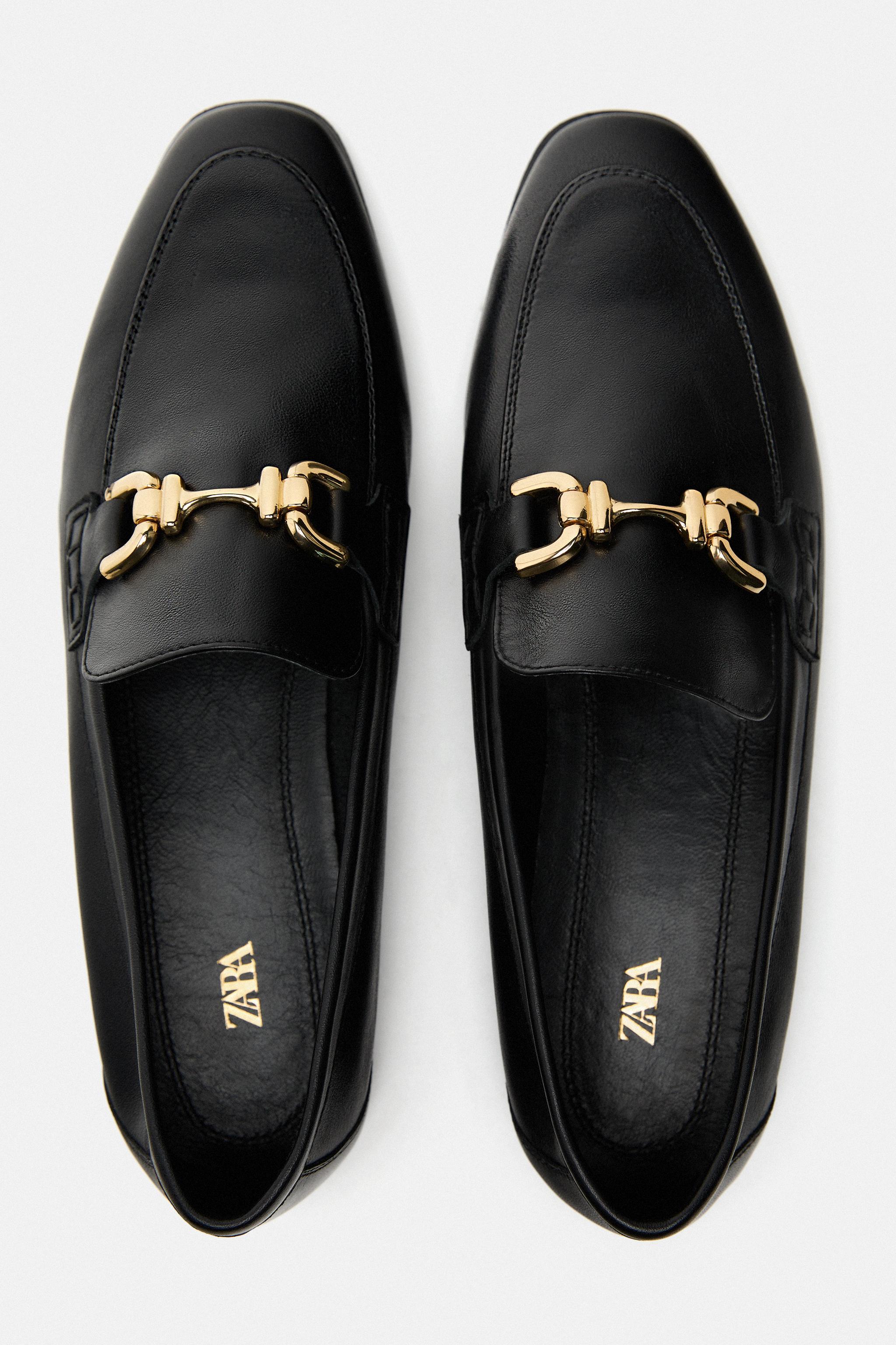 Zara studded best sale leather loafers