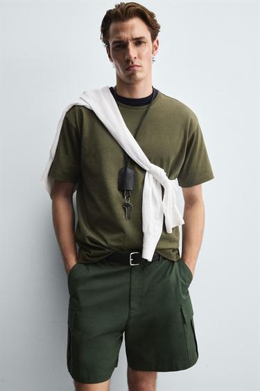 REGULAR FIT CARGO BERMUDA SHORTS - Dark green by Zara - Image 4