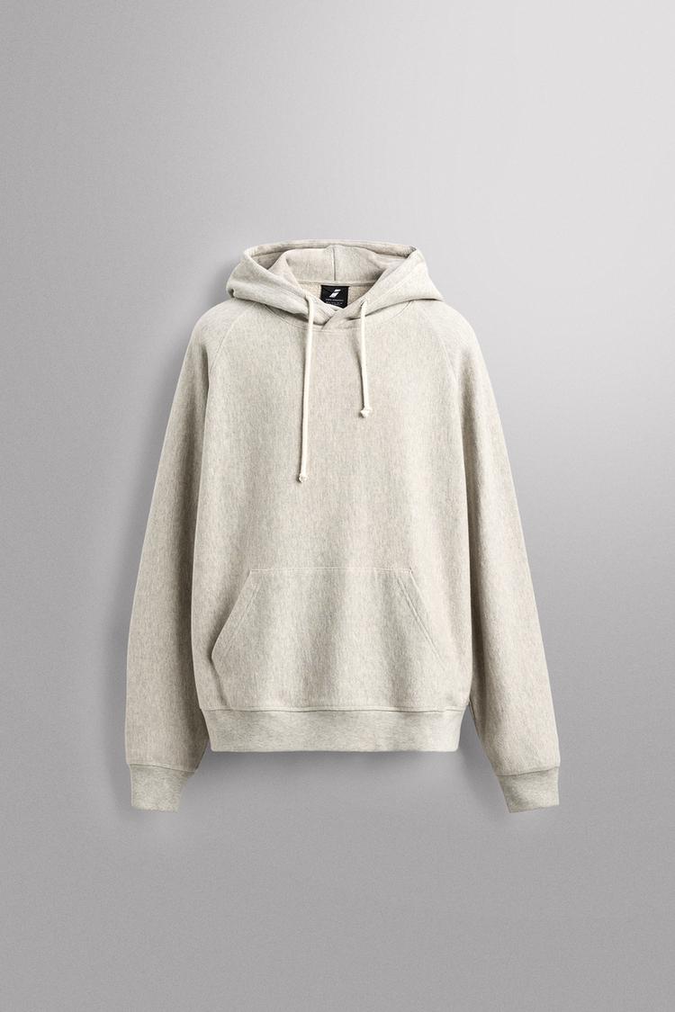 Hoodie Sweat Femme Zara SWEAT RELAXED FIT À CAPUCHE Gris Chiné