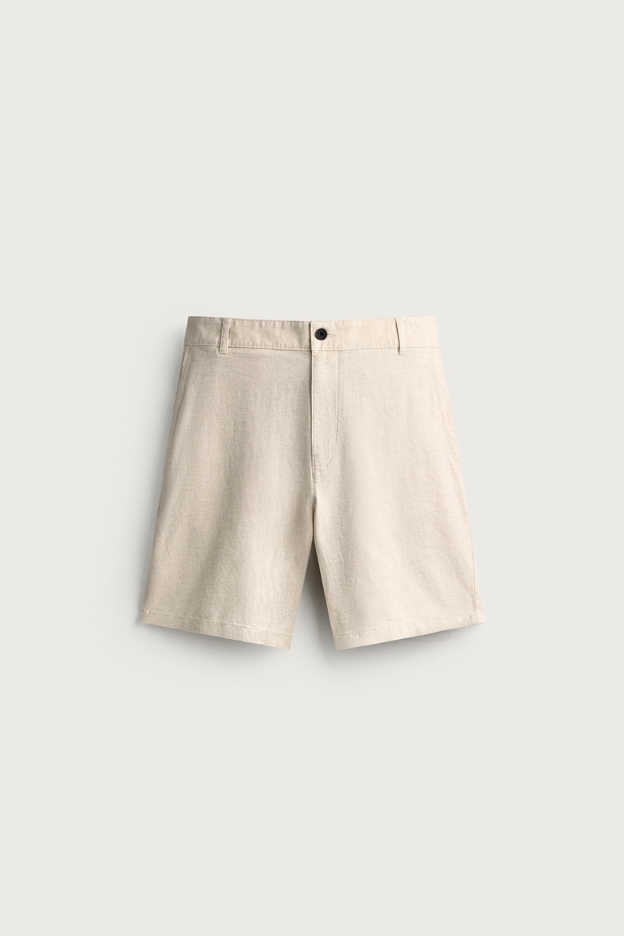 STRUCTURED REGULAR FIT SHORTS — Light beige