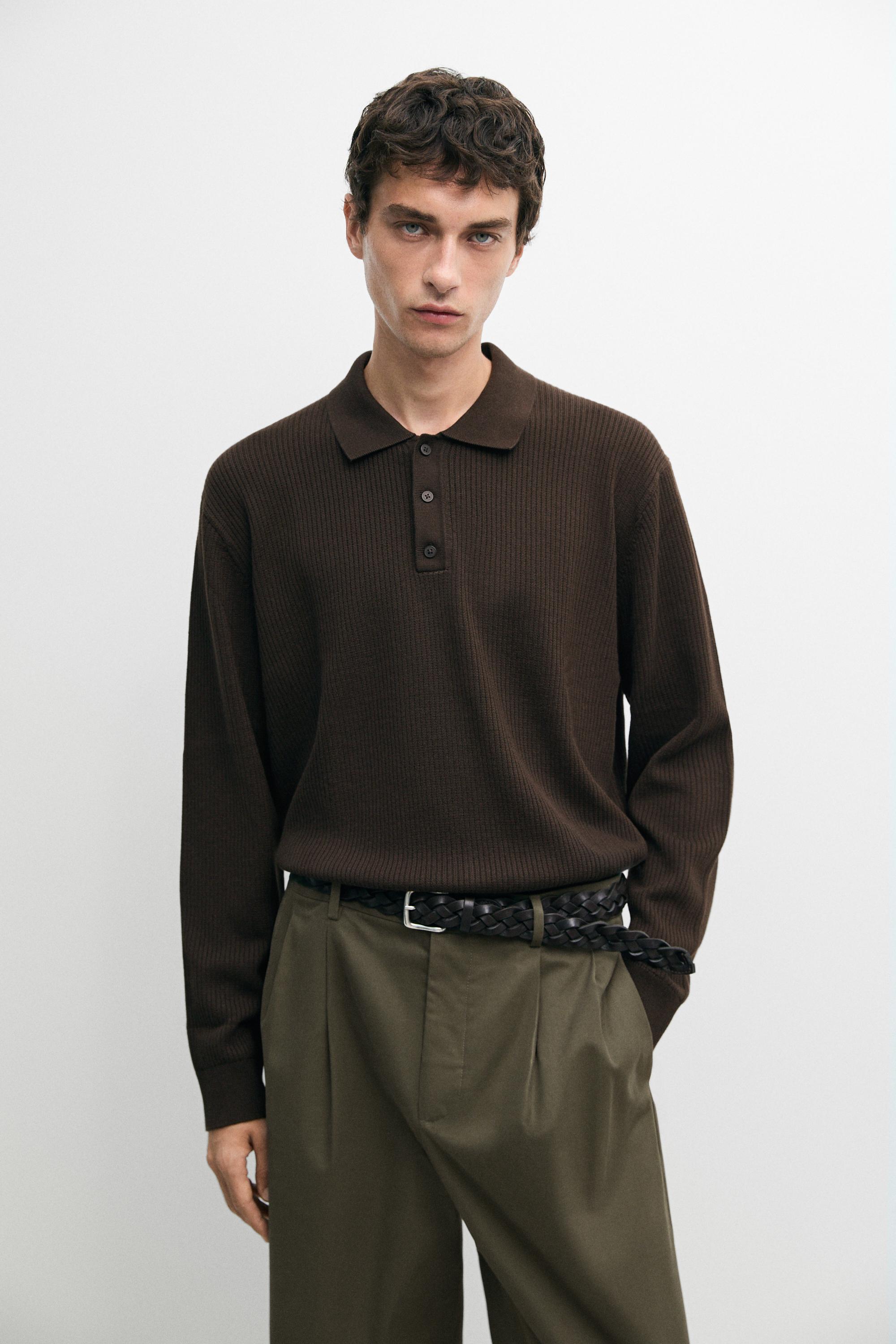 Button-detail polo knit sweater