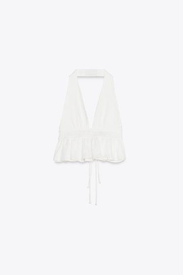 TOP CROP HALTER - Blanco roto de Zara - Imagen 0