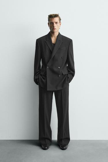 PANTALONS DE VESTIT DE RATLLA DIPLOMÀTICA LIMITED EDITION - Negre de Zara