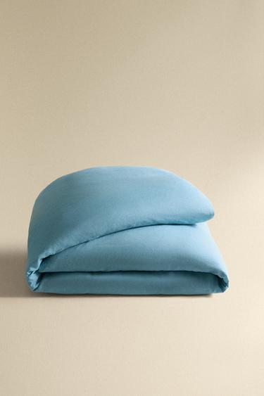 CONTRAST LINEN DUVET COVER - Blue by Zara - Image 4