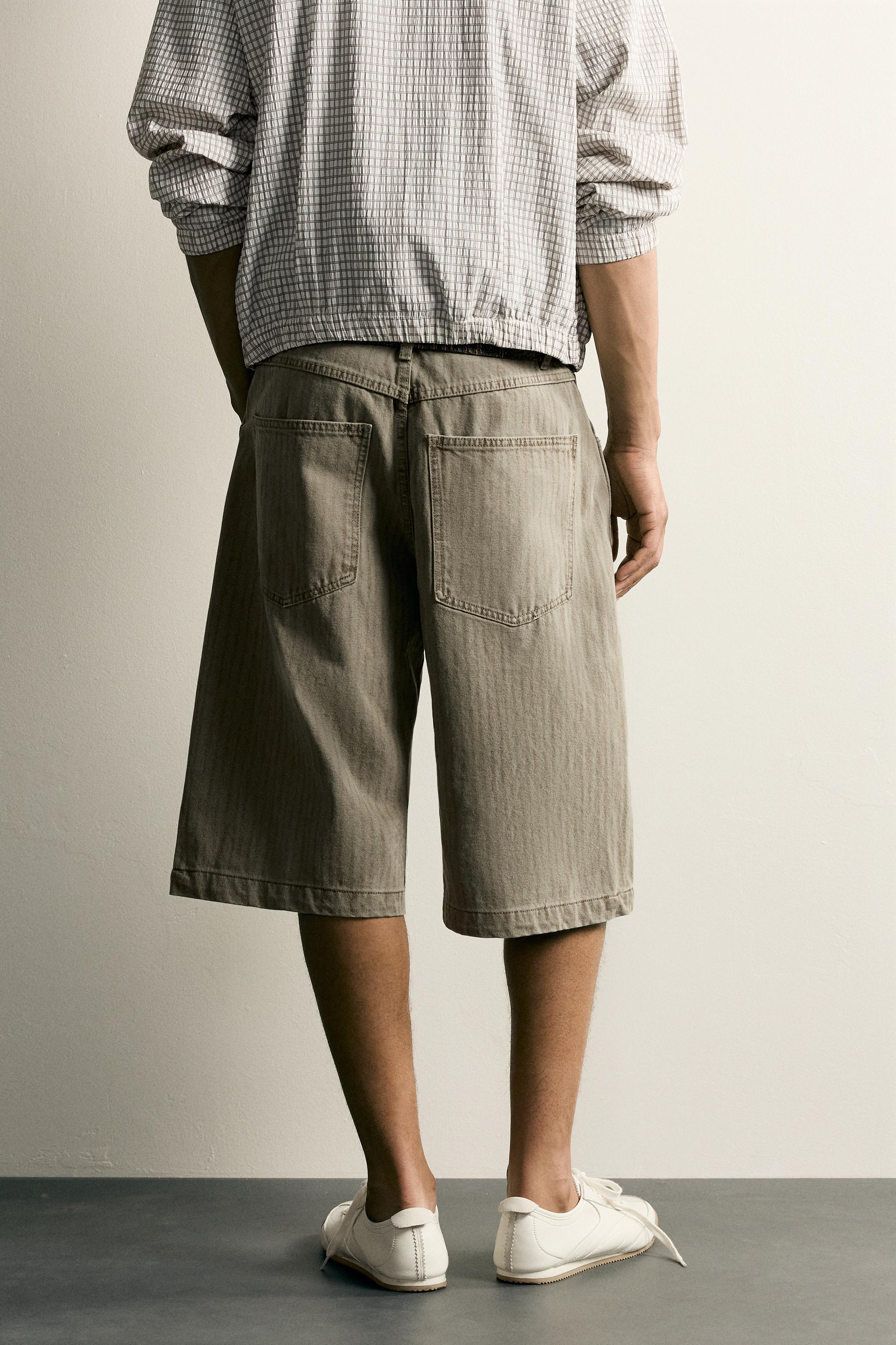 STRIPED WASHED JORTS