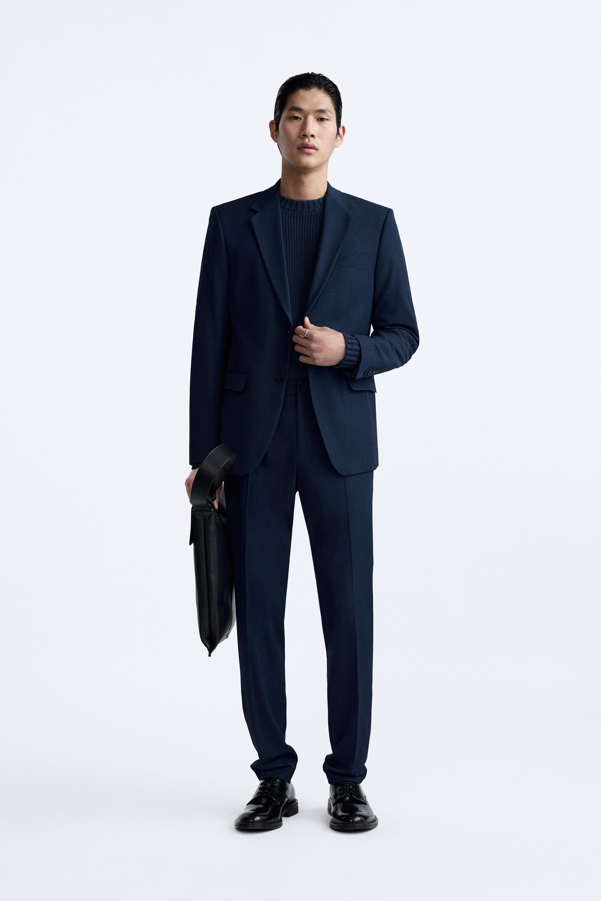 ZARA boys navy blazer pants suit & white online shirt