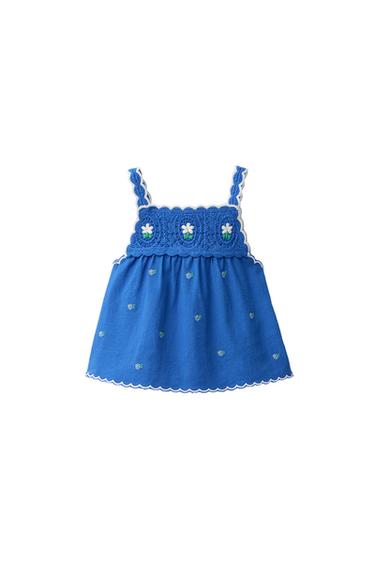 Zara CROCHET KNIT COMBINED TOP - Electric blue