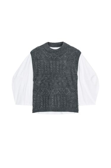 CONTRAST WAISTCOAT T-SHIRT - Anthracite grey by Zara