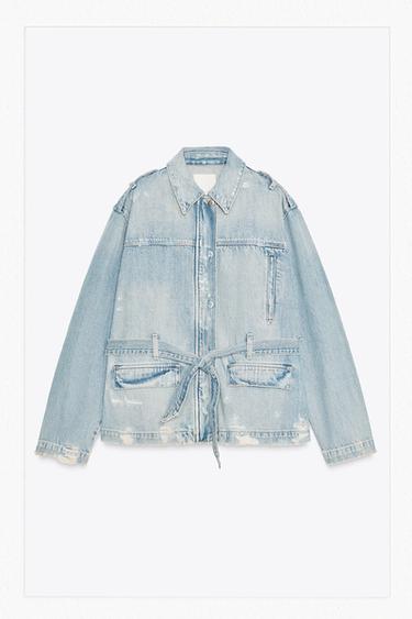 VESTE EN JEAN TRF CEINTURE - Bleu clair de Zara