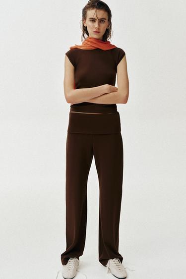 Zara WASHED EFFECT RAGLAN SLEEVE T-SHIRT - Brown