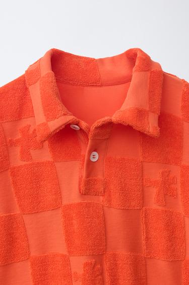 POLO EFFET ÉPONGE LOGO - Orange de Zara - Image 2