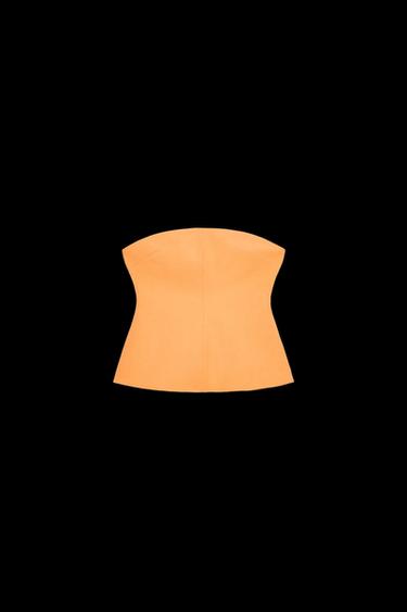 Zara OPEN BUSTIER TOP - Tangerine - Image 0