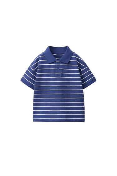 بولو بطبعة خطوط - أزرق / أبيض الخاص بـ Zara