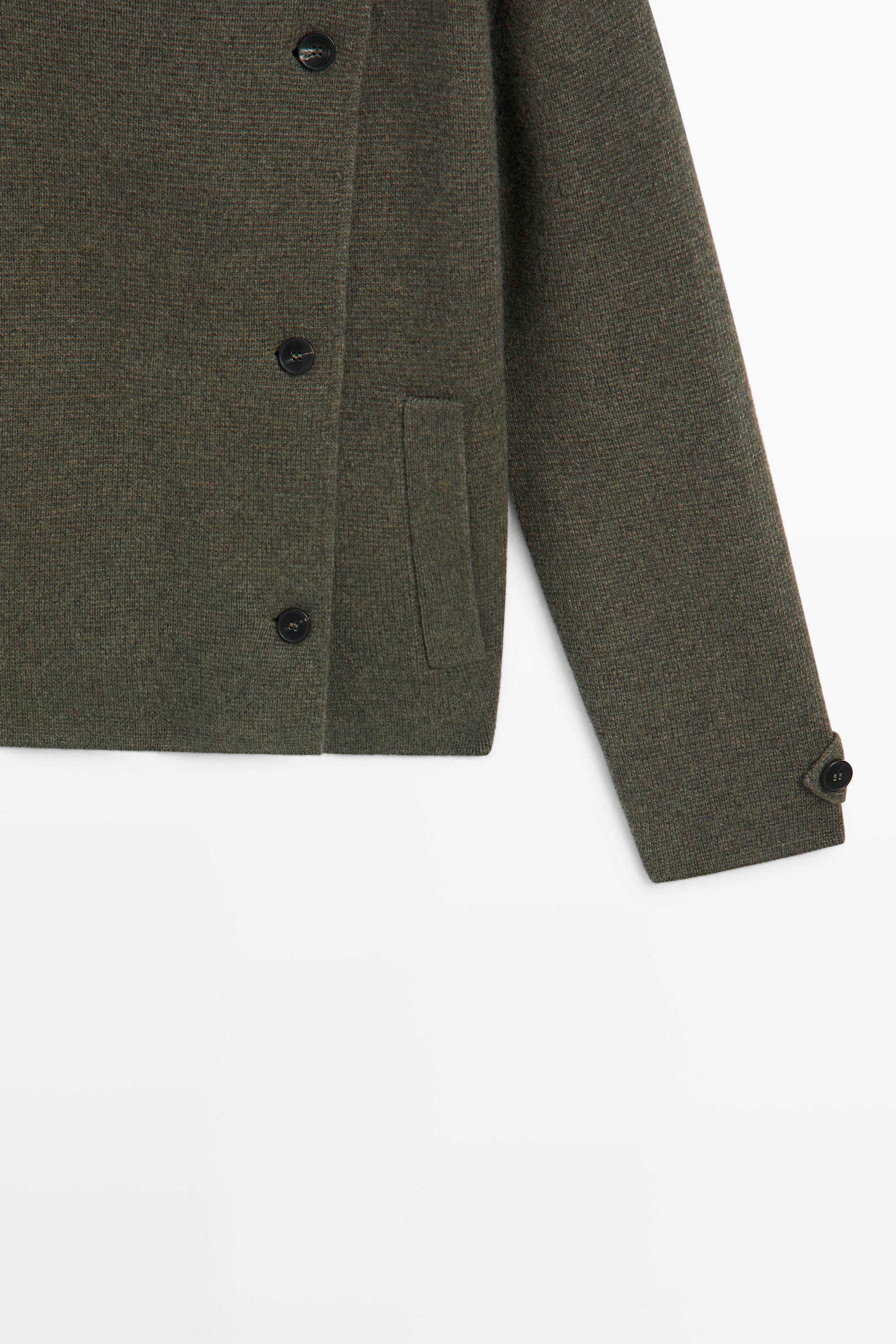 Double-breasted wool-blend knit jacket