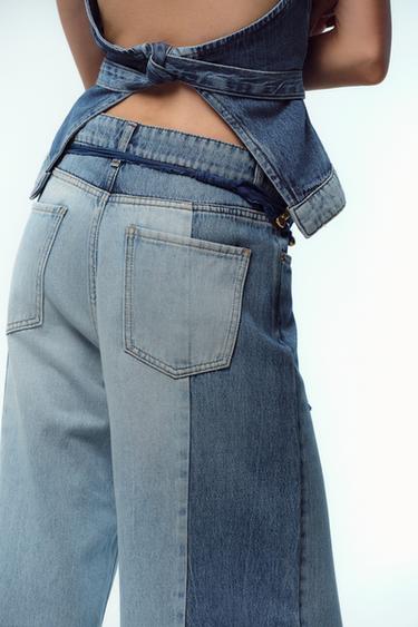 Z1975 WIDE-LEG HIGH-WAIST COMBINED JEANS - Mid-blue by Zara - Image 2
