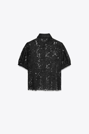 LACE SHIRT WITH BOWS - Black by Zara - Image 6