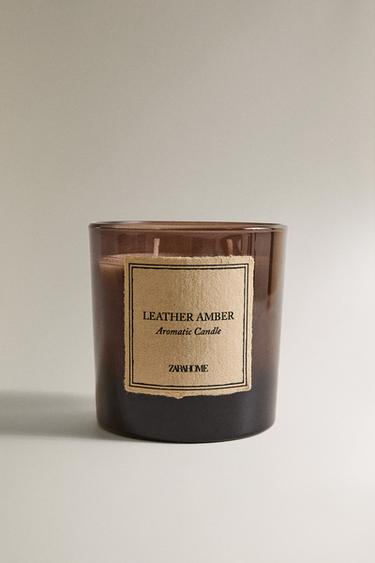 Zara (350 G) LEATHER AMBER SCENTED CANDLE - 黑色