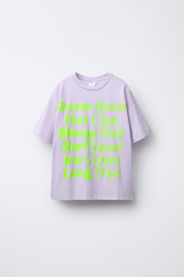 Zara NEON TEXT T-SHIRT - Lilac