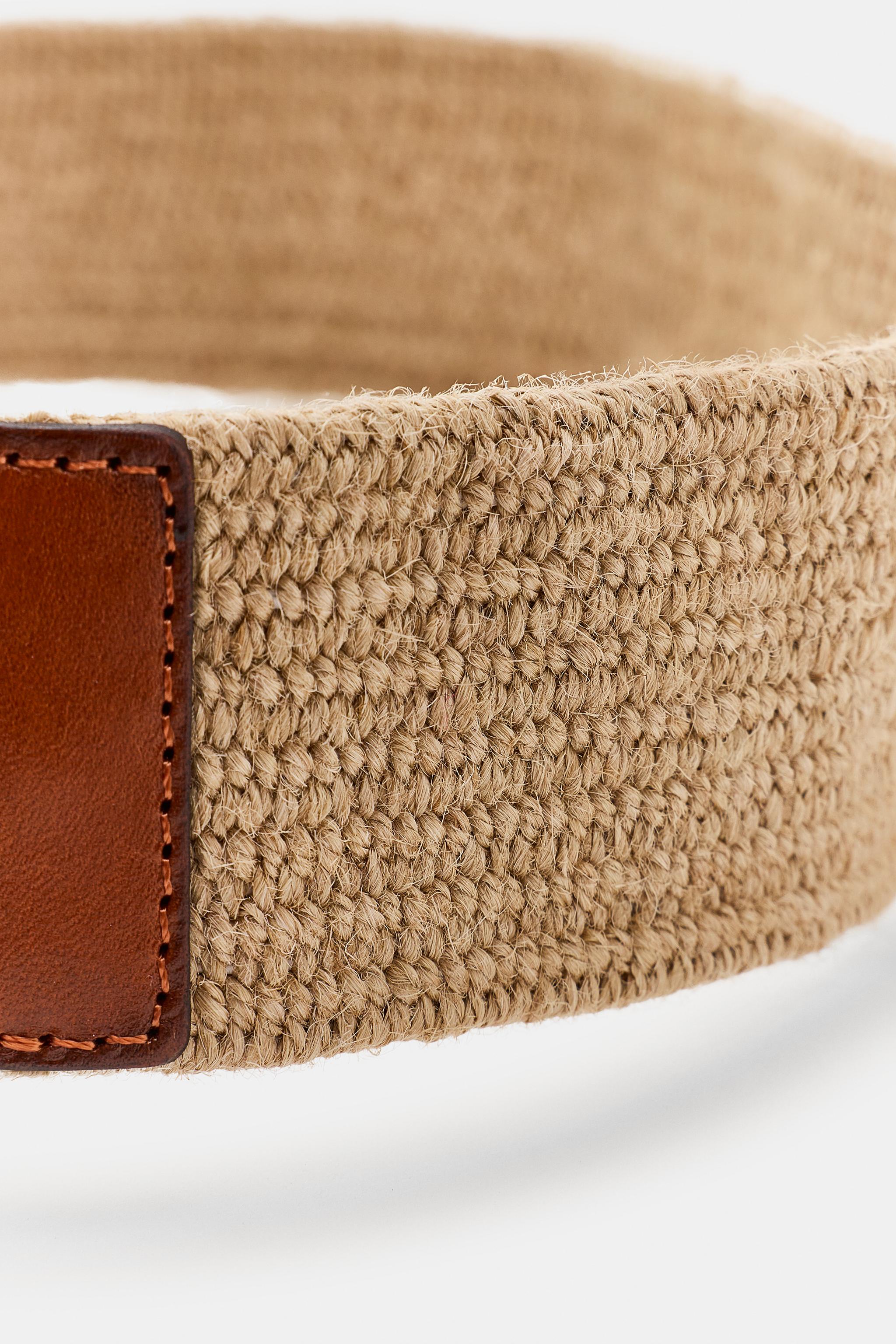 Женские ремни Zara ELASTIC JUTE LEATHER BELT — фото 5