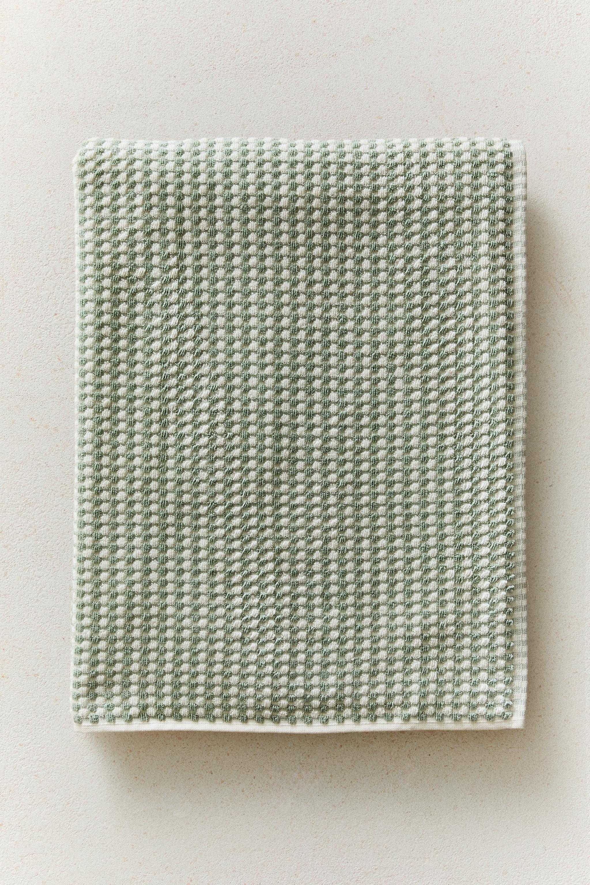TEXTURED COTTON BATH TOWEL — Sea green
