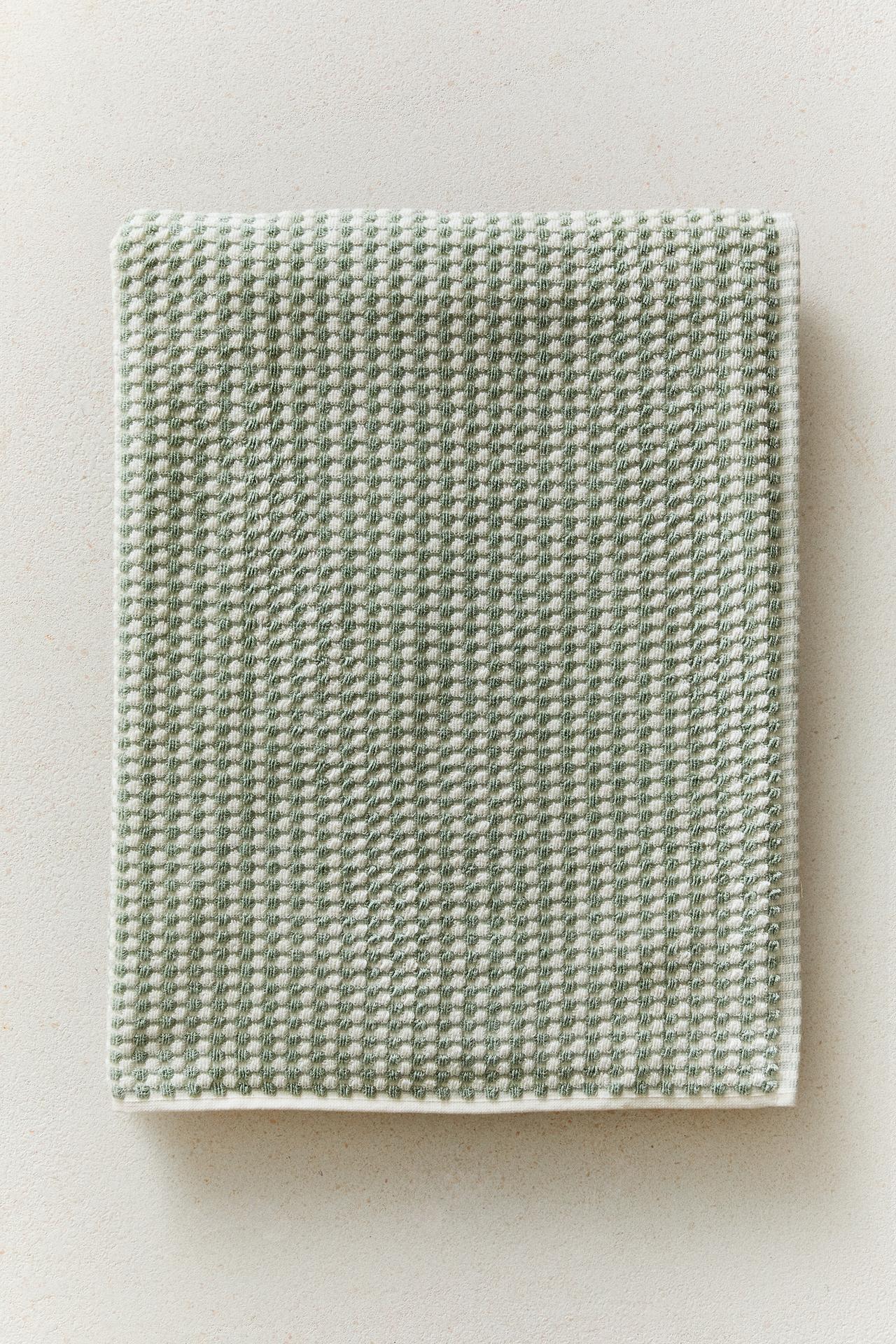 TEXTURED COTTON BATH TOWEL — Sea green