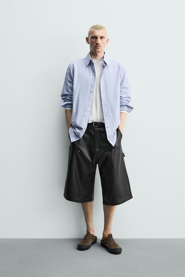 BERMUDA WIDE FIT MATIÈRE SYNTHÉTIQUE - Noir / Blanc de Zara