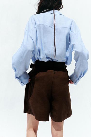 BERMUDA PINCES CEINTURE - Marron de Zara - Image 3
