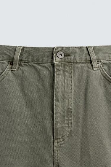 BERMUDA EN JEAN COUPE DROITE - Vert gris de Zara - Image 8