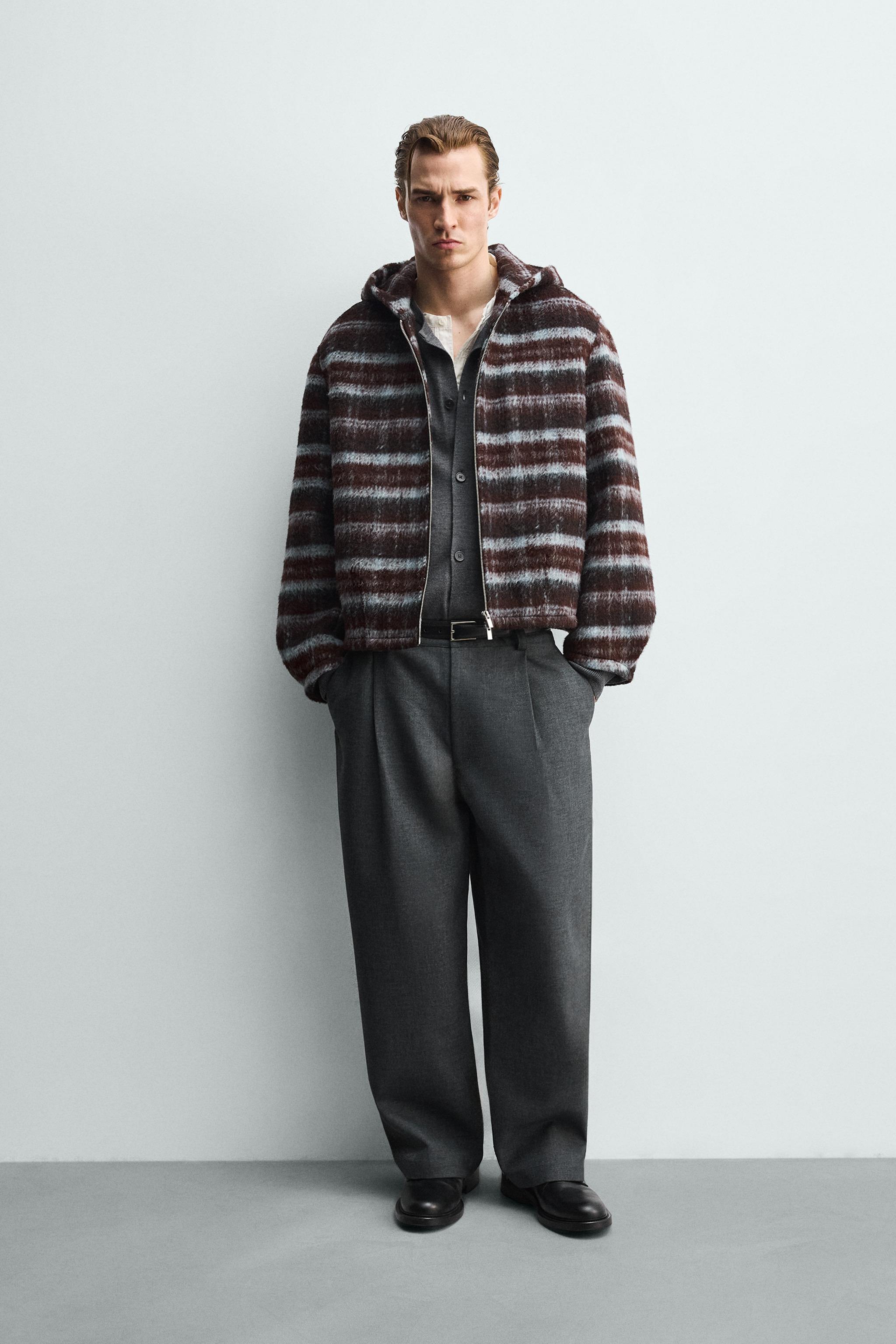 PLAID BOXY FIT JACKET WITH HOODIE