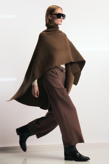 Zara ZW COLLECTION CULOTTE PANTS WITH BELT - Light brown