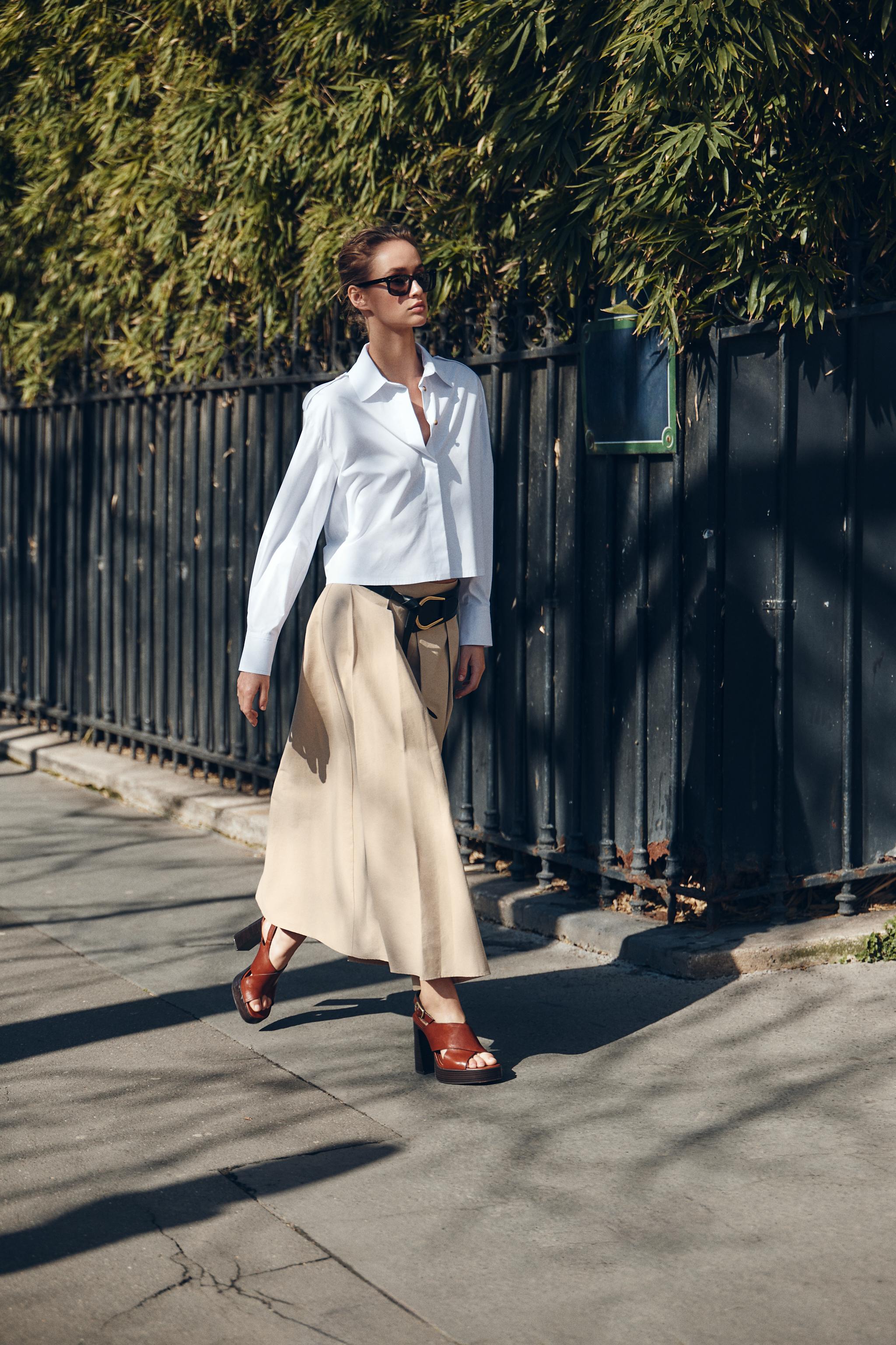 ショート ポプリンシャツ - ホワイト | ZARA Japan / 日本
