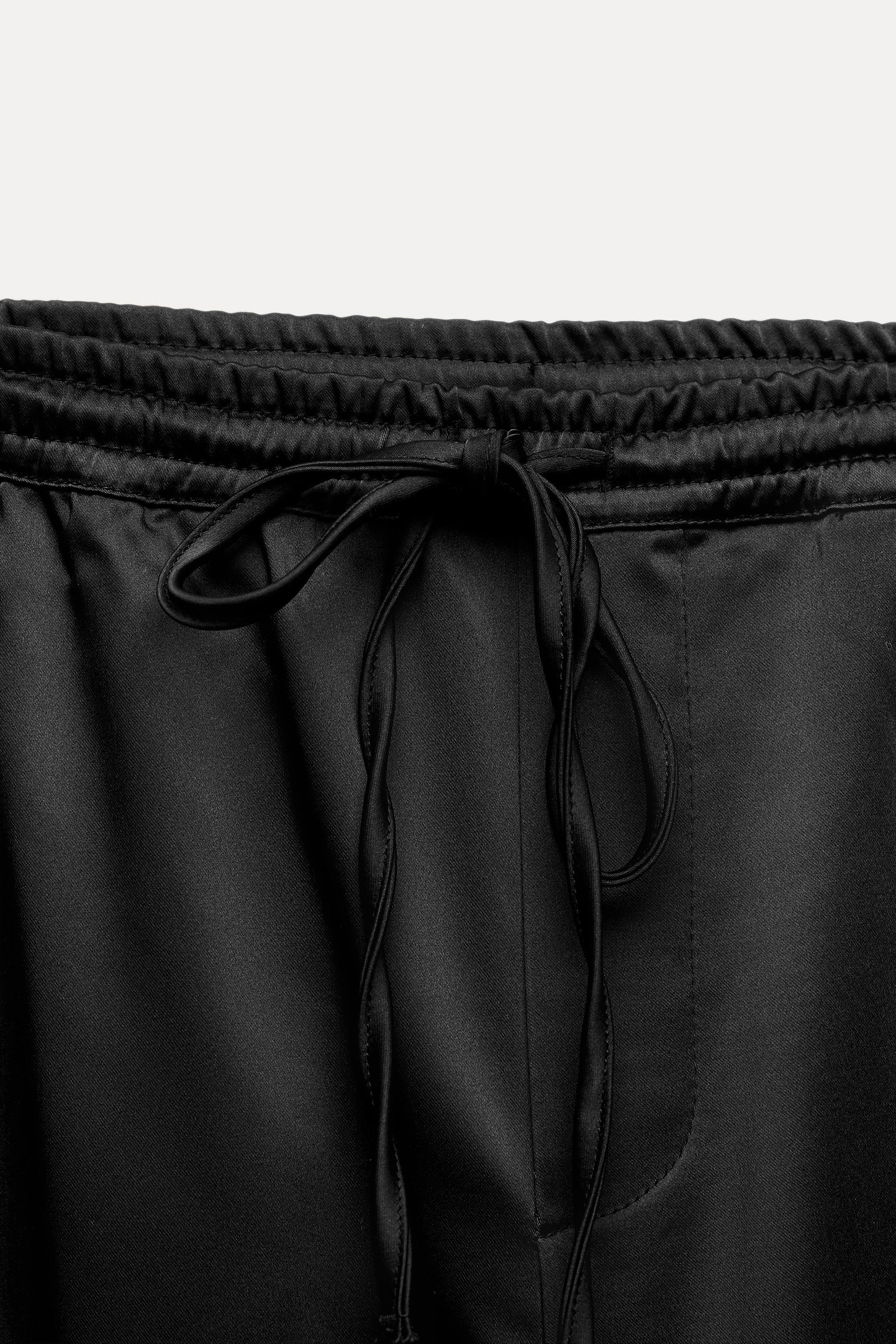 サイドライン入りサテンパンツ - ブラック | ZARA Japan / 日本
