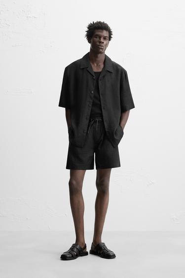 SHORTS I 100% HØR - Sort fra Zara