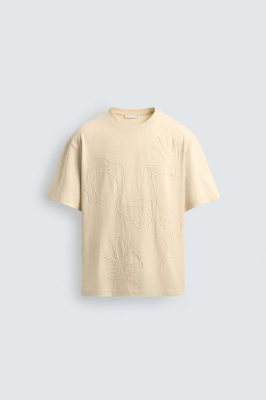 EMBROIDERED T-SHIRT - Beige by Zara - Image 0