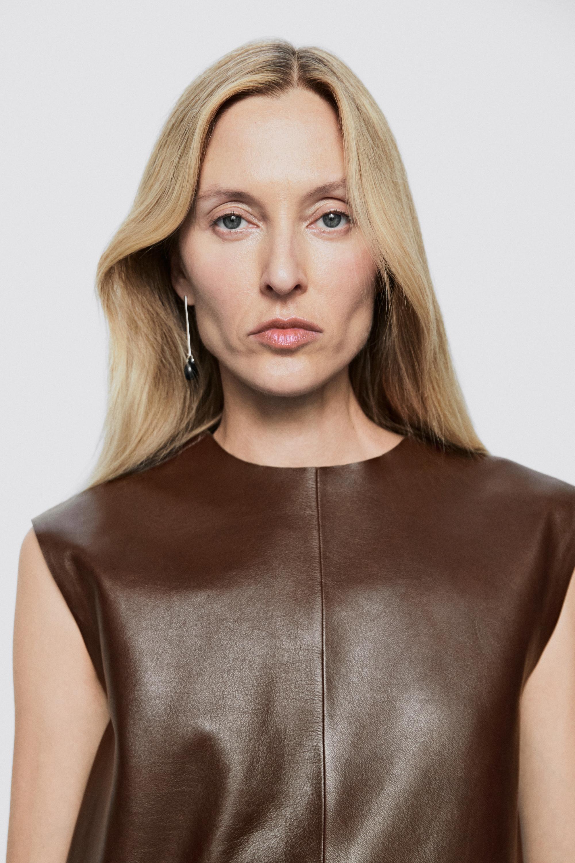 Round neck nappa leather top - LIMITED EDITION