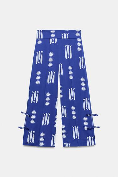 JUPE-CULOTTE IMPRIMÉE À LAÇAGES - Bleu / Blanc de Zara - Image 6