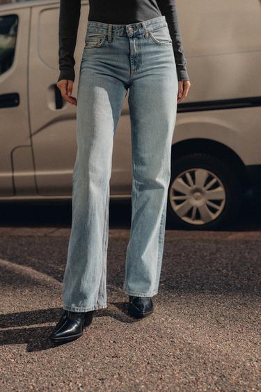 TRF WIDE LEG MID-WAIST JEANS - Faded blue by Zara