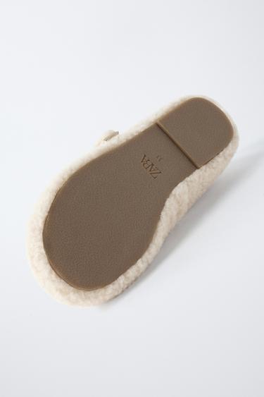 FAUX SHEARLING BALLET FLATS - Ecru White by Zara - Image 6